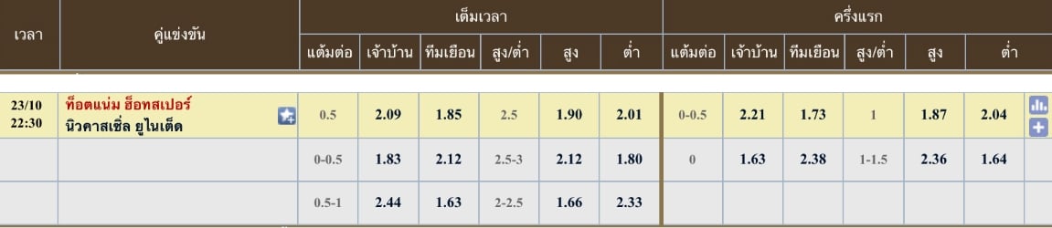 ผลคะแนนที่คาด : ท็อตแน่ม ฮอตสเปอร์ 1 - 0 นิวคาสเซิล